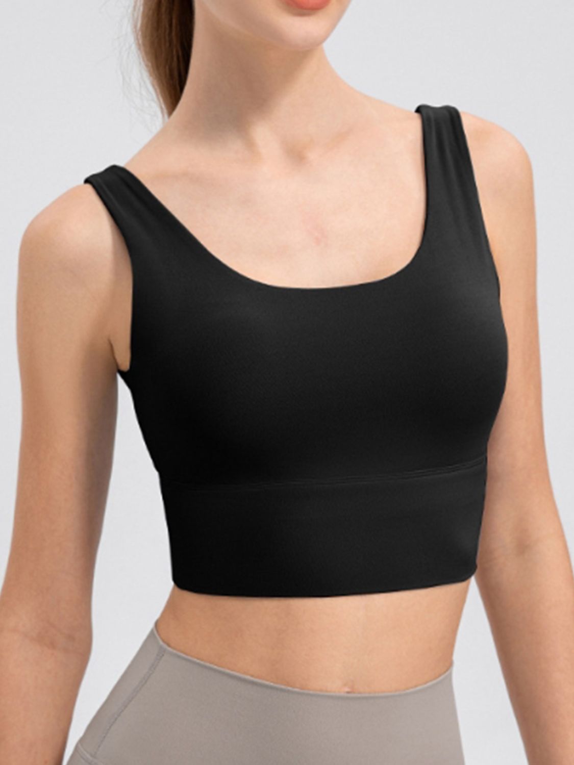 Scoop Neck Wide Strap Active Bra