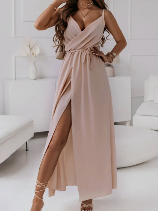 Tied Surplice Sleeveless Maxi Cami Dress