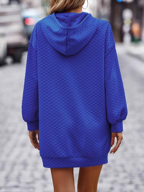 Textured Drawstring Tunic Hoodie